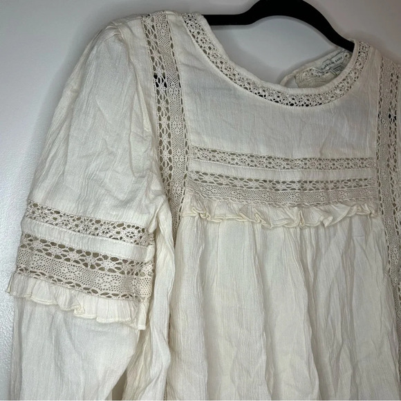American Eagle Ivory Cotton Lace Fringe Boho Top XS NWT - Picture 2 of 7